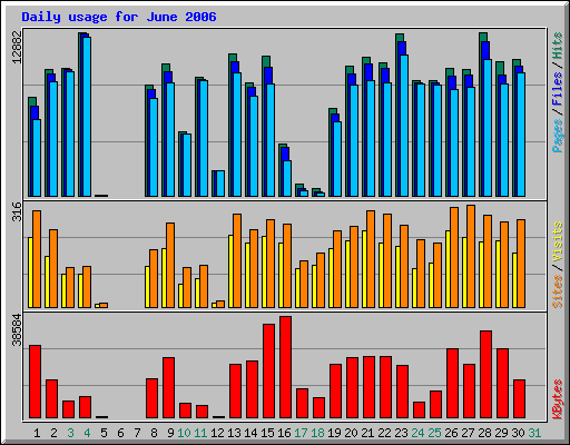 Daily usage for June 2006