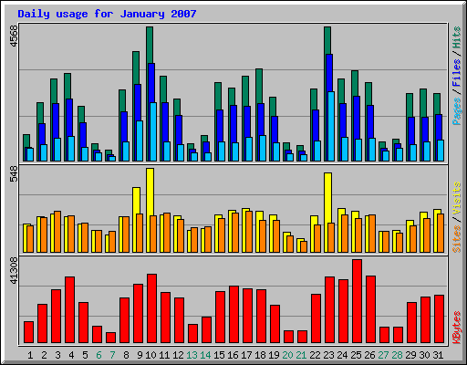 Daily usage for January 2007
