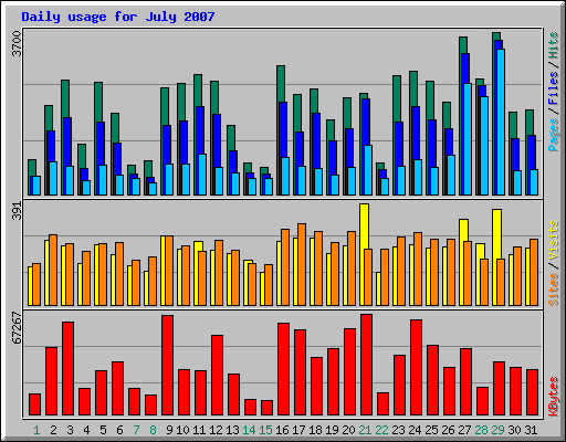 Daily usage for July 2007