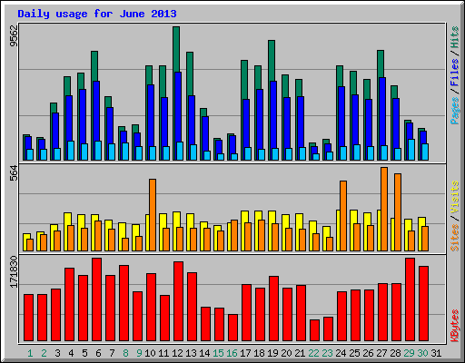 Daily usage for June 2013