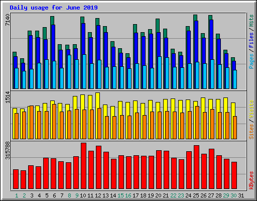 Daily usage for June 2019