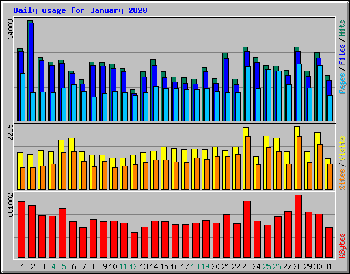 Daily usage for January 2020