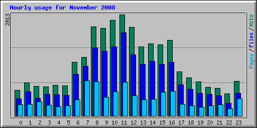Hourly usage for November 2008